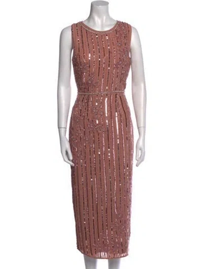 Pre-owned Mac Duggal Striped Long Dress In Pink