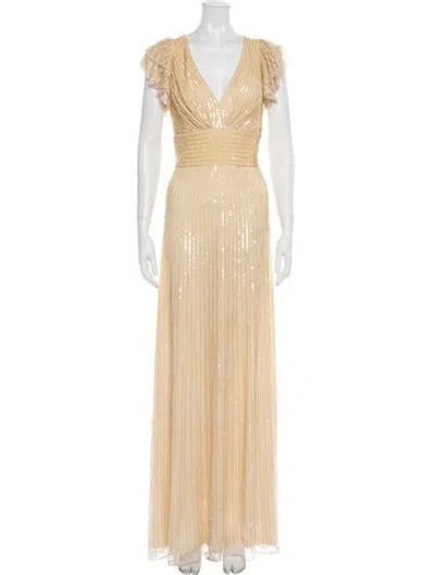 Pre-owned Mac Duggal Striped Long Dress W/ Tags In Neutral