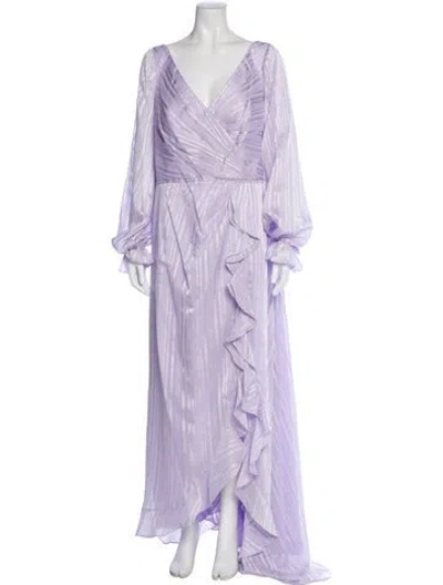Pre-owned Mac Duggal Striped Long Dress W/ Tags In Purple