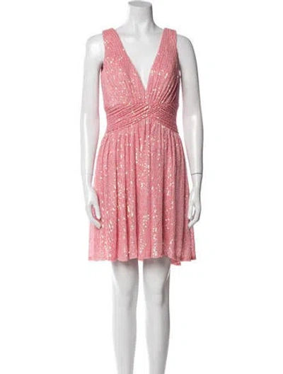 Pre-owned Mac Duggal Striped Mini Dress In Pink