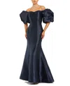 Mac Duggal Sweetheart Off The Shoulder Puff Sleeve Gown In Blue