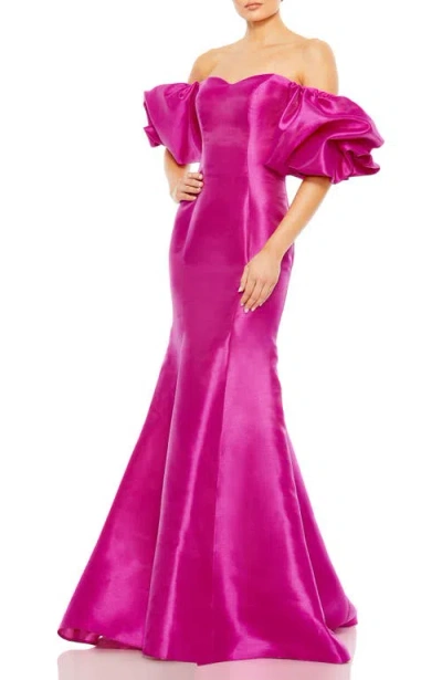 MAC DUGGAL MAC DUGGAL SWEETHEART OFF THE SHOULDER PUFF SLEEVE GOWN