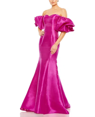 MAC DUGGAL SWEETHEART OFF THE SHOULDER PUFF SLEEVE GOWN