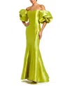 Mac Duggal Sweetheart Off The Shoulder Puff Sleeve Gown In Green