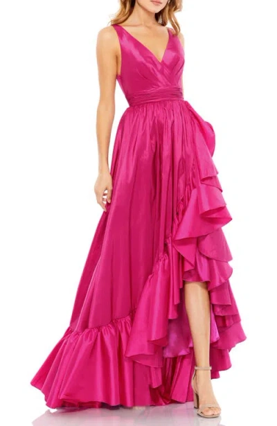 MAC DUGGAL MAC DUGGAL TAFFETA HI-LOW RUFFLE GOWN