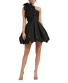Mac Duggal Taffeta One Shoulder Ruffle Bubble Mini Dress In Black