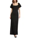 Mac Duggal Crepe Fitted Gown With Short Ruffle Sleeves