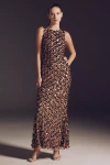 Mac Duggal Textured Column Maxi Dress In Gold