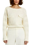 Mac Duggal Women's Cotton Flap Pocket Buttoned Sweater In Cream