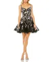 Mac Duggal Thin Strap Floral Embroidered Mini Dress In Black Multi
