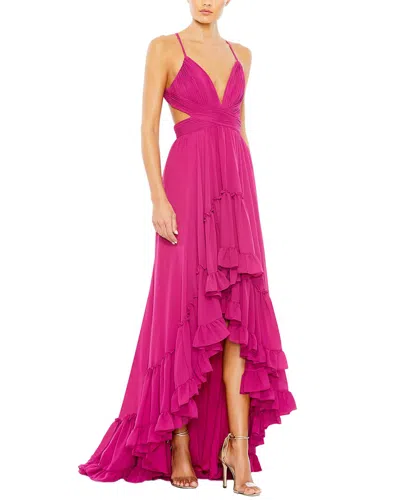 Mac Duggal Tiered Cut Out Sleeveless Gown In Brown