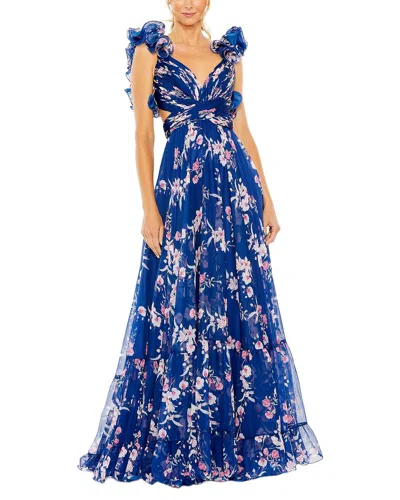 Mac Duggal Tiered Gown In Blue