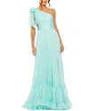 Mac Duggal Tiered One Shoulder Ruched Gown