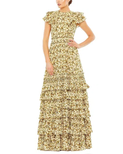 Mac Duggal Tiered Ruffle Maxi Dress In Multi