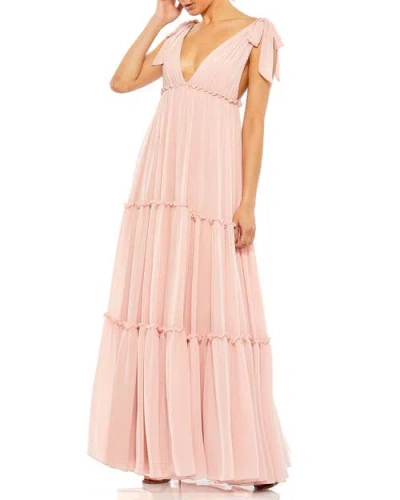MAC DUGGAL MAC DUGGAL TIERED V-NECK PLUNGING MAXI DRESS
