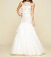 Mac Duggal Trumpet Ball Gown With Lace In Ivory/nude In Multi