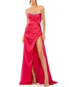 Mac Duggal Strapless Ruched Embellished Gown