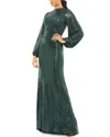 Mac Duggal Metallic Long Sleeve Trumpet Gown