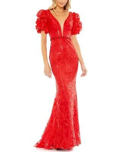 Pre-owned Mac Duggal Trumpet Gown Women's In Red
