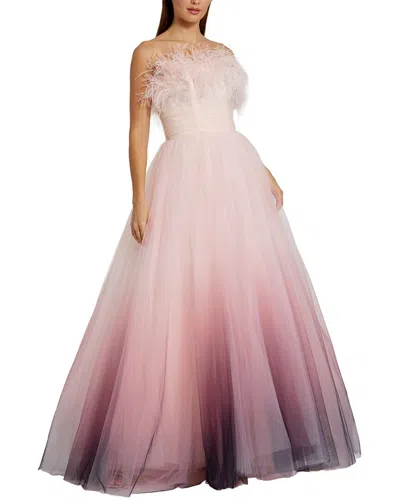 Mac Duggal Tulle Gown In Pink Ombre
