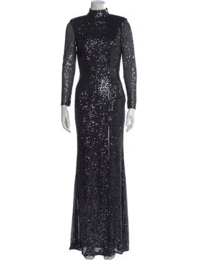Pre-owned Mac Duggal Turtleneck Long Dress In Black