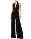Mac Duggal Tuxedo Halter Jumpsuit In Black