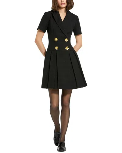Mac Duggal Tweed Short Sleeve Blazer Mini Dress In Black