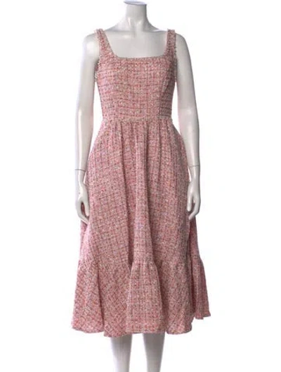 Pre-owned Mac Duggal Tweed Pattern Midi Length Dress W/ Tags In Pink