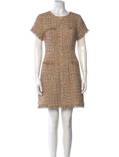 Pre-owned Mac Duggal Tweed Pattern Mini Dress In Multicolor