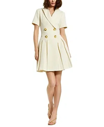 Mac Duggal Tweed Short Sleeve Blazer Mini Dress In Cream