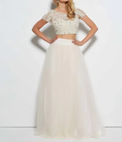 Mac Duggal Two-piece Prom Dress In Ivory In Multi