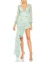 Mac Duggal V Neck Empire Sleeve High Low Dress In Seafoam