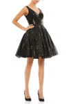 Mac Duggal V Neck Fit & Flare Mini Dress In Multi