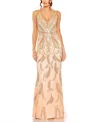 Mac Duggal Womens Beaded Formal Evening Dress In Apricot