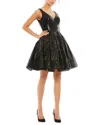 Mac Duggal Short Sequin Fit-and-flare Dress In Black