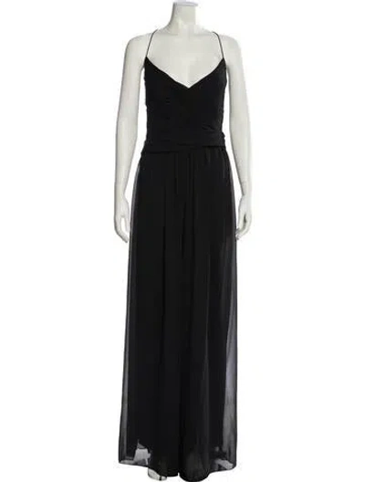 Pre-owned Mac Duggal V-neck Jumpsuit In Black