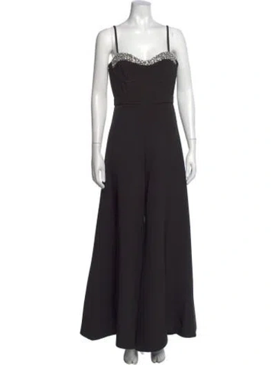 Pre-owned Mac Duggal V-neck Jumpsuit In Black
