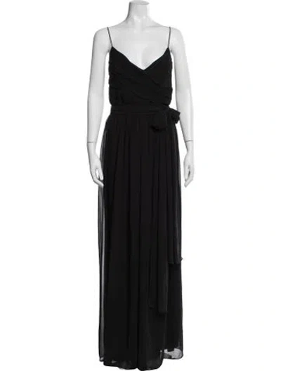 Pre-owned Mac Duggal V-neck Jumpsuit In Black
