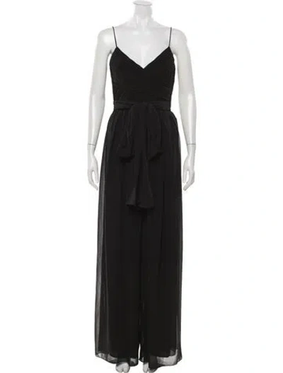 Pre-owned Mac Duggal V-neck Jumpsuit In Black