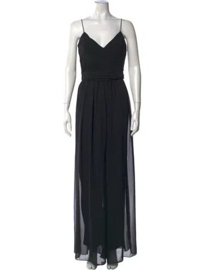 Pre-owned Mac Duggal V-neck Jumpsuit In Black
