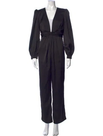 Pre-owned Mac Duggal V-neck Jumpsuit In Blue