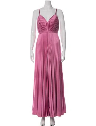 Pre-owned Mac Duggal V-neck Jumpsuit In Pink