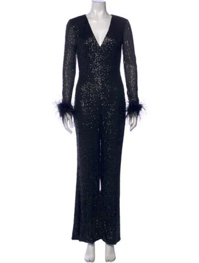 Pre-owned Mac Duggal V-neck Jumpsuit W/ Tags In Black