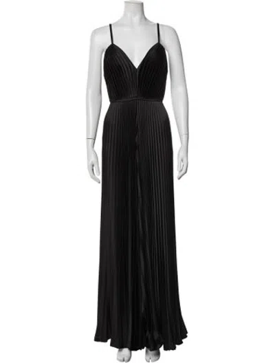 Pre-owned Mac Duggal V-neck Jumpsuit W/ Tags In Black