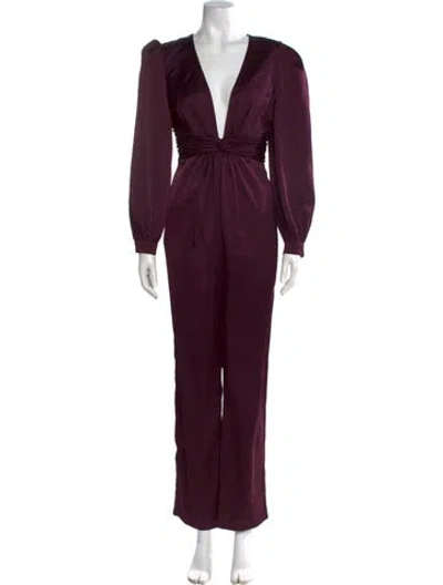 Pre-owned Mac Duggal V-neck Jumpsuit W/ Tags In Purple