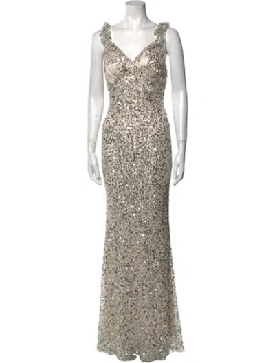 Pre-owned Mac Duggal V-neck Long Dress