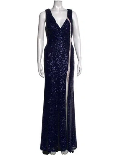 Pre-owned Mac Duggal V-neck Long Dress