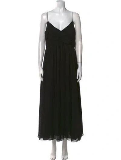 Pre-owned Mac Duggal V-neck Long Dress In Black