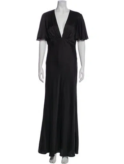 Pre-owned Mac Duggal V-neck Long Dress In Black