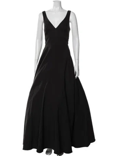 Pre-owned Mac Duggal V-neck Long Dress In Black